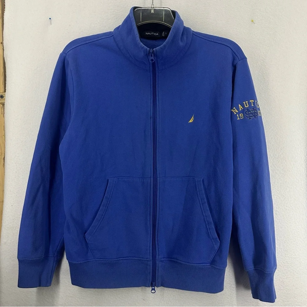Nautica‎ Full Zip Graphic Sweatshirt Mens Small Blue